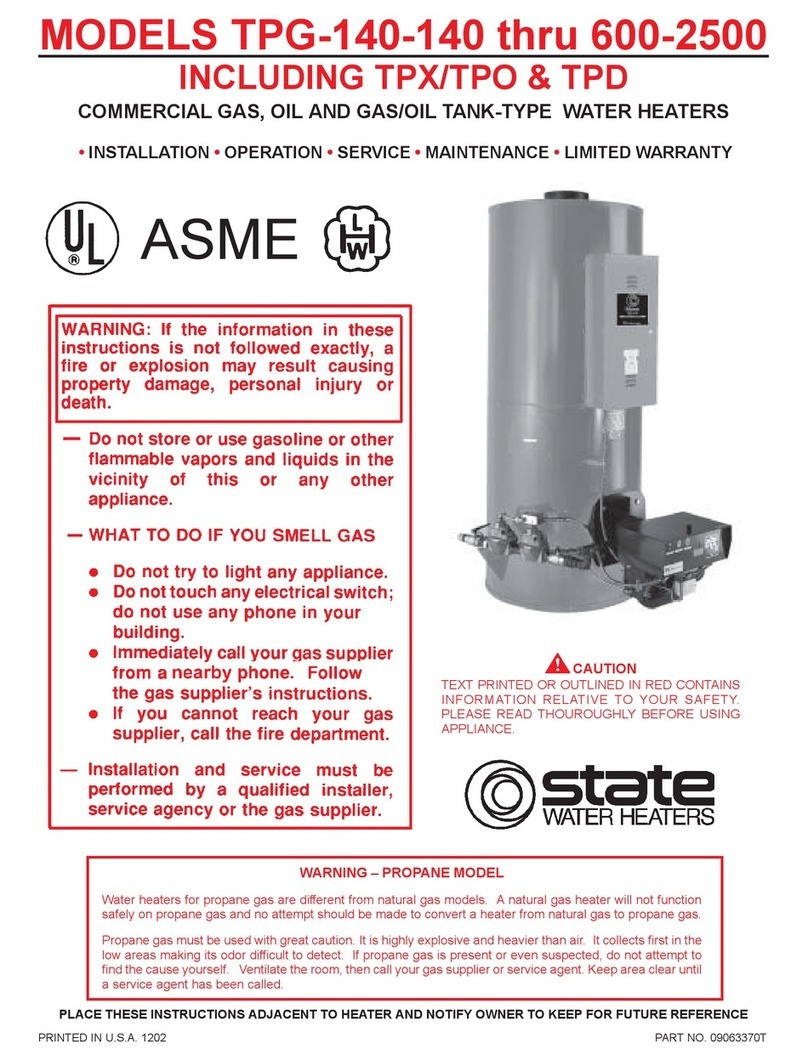 State Water Heaters TPD-140-140 instruction manual