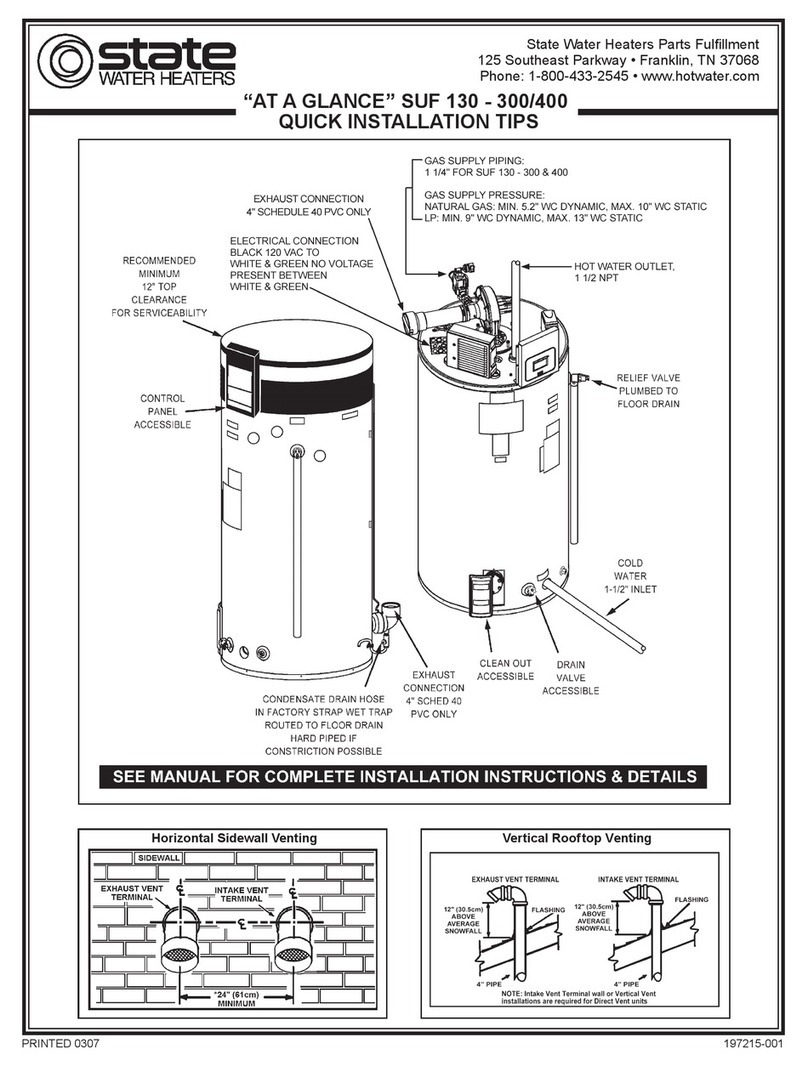 State Water Heaters SUF 130-300/400 User manual