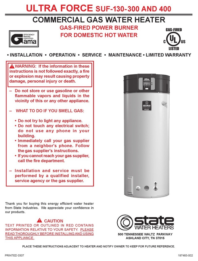 State Water Heaters ULTRA FORCE SUF-130-300 User manual