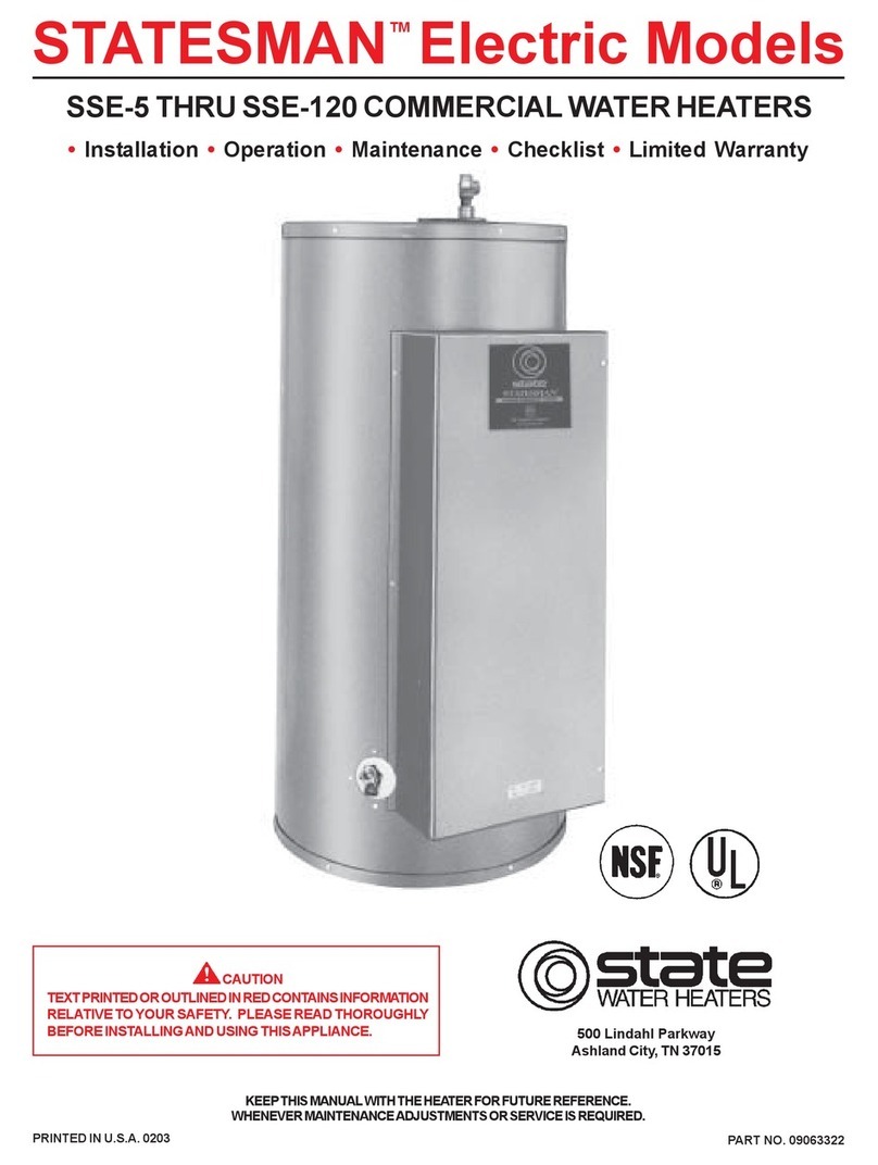 State Water Heaters SSE-120 user manual