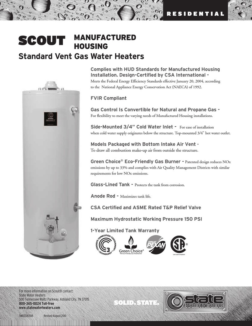 State Water Heaters SMGSS00108 Specification sheet
