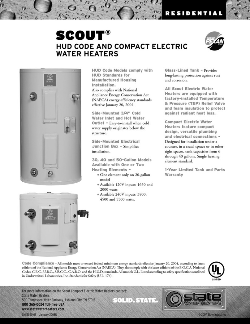 State Water Heaters SMESS00107 Specification sheet State Water Heaters SMESS00107 Specification sheet