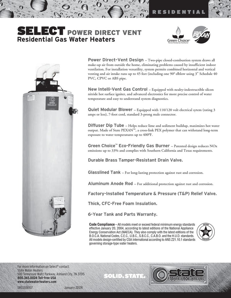 State Water Heaters GS6 40 YBVIT, GS6 40 HBVIT, GS6 50 YBVIT, GS6 50 HBVIT, GS6 40 YBVIT 2, GS6 40 HBVIT 2, GS6 50 YBVIT 2, GS6 50 HBVIT... Specification sheet