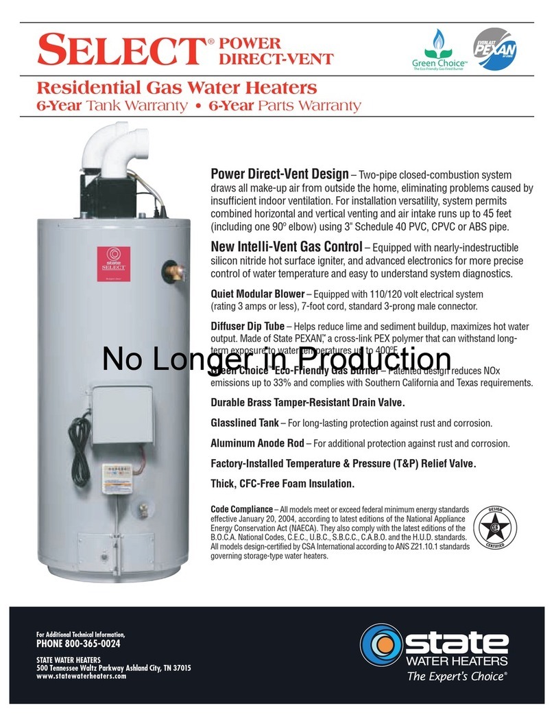State Water Heaters Select SRGSS01706 Specification sheet