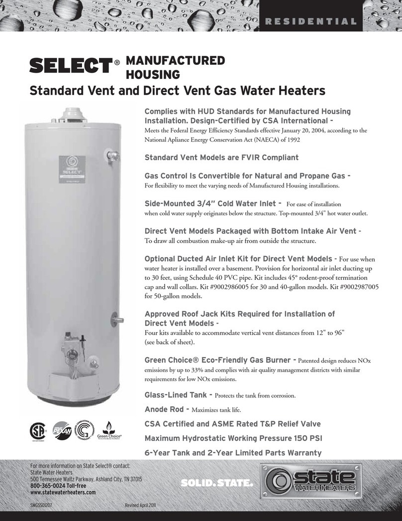 State Water Heaters GS6 40 YBVIT, GS6 40 HBVIT, GS6 50 YBVIT, GS6 50 HBVIT, GS6 40 YBVIT 2, GS6 40 HBVIT 2, GS6 50 YBVIT 2, GS6 50 HBVIT... Specification sheet