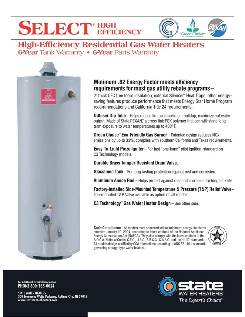 State Water Heaters GS6 40 YBVIT, GS6 40 HBVIT, GS6 50 YBVIT, GS6 50 HBVIT, GS6 40 YBVIT 2, GS6 40 HBVIT 2, GS6 50 YBVIT 2, GS6 50 HBVIT... Specification sheet