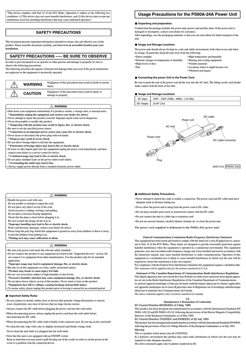 Star Micronics Power Unit PS60A-24A User manual
