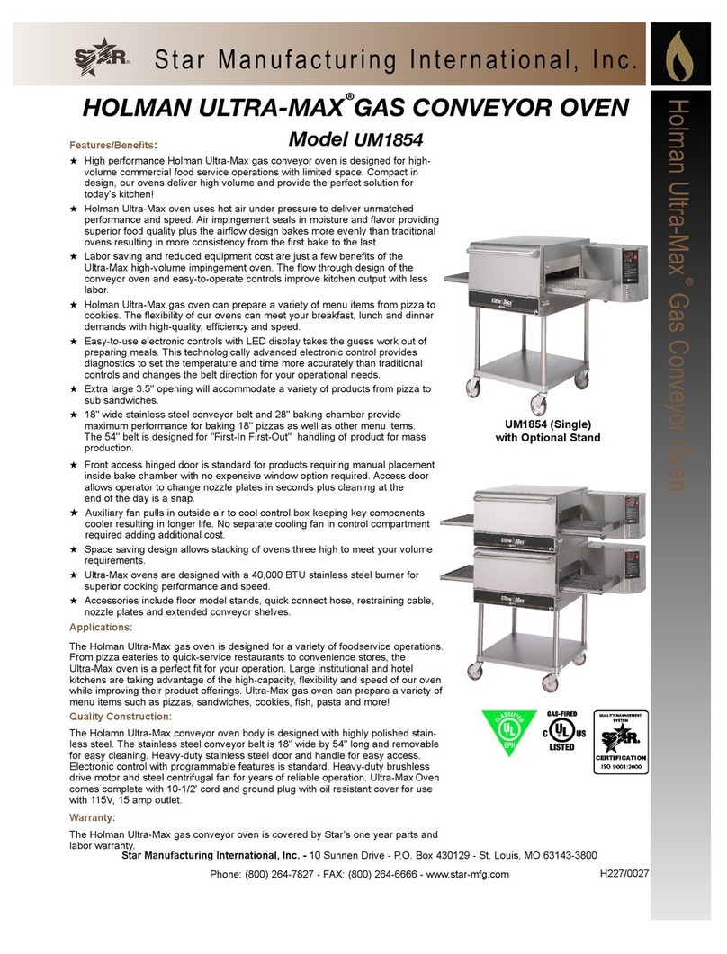 Star Holman Ultra-Max UM1854 Specifications Star Holman Ultra-Max UM1854 Specifications