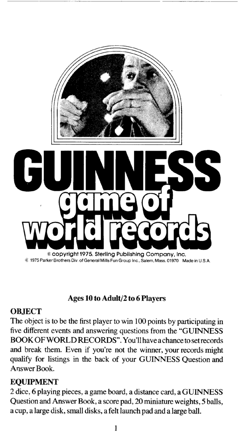 Sterling Guinness Games instruction manual