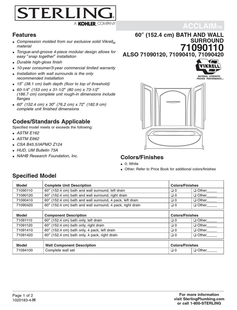 Sterling Bath/Shower System 71090110 Specifications
