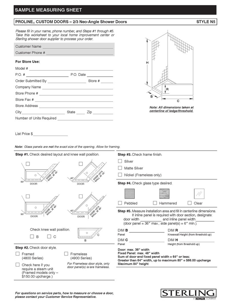 Sterling Plumbing Proline Custom Doors N5 Dimensions