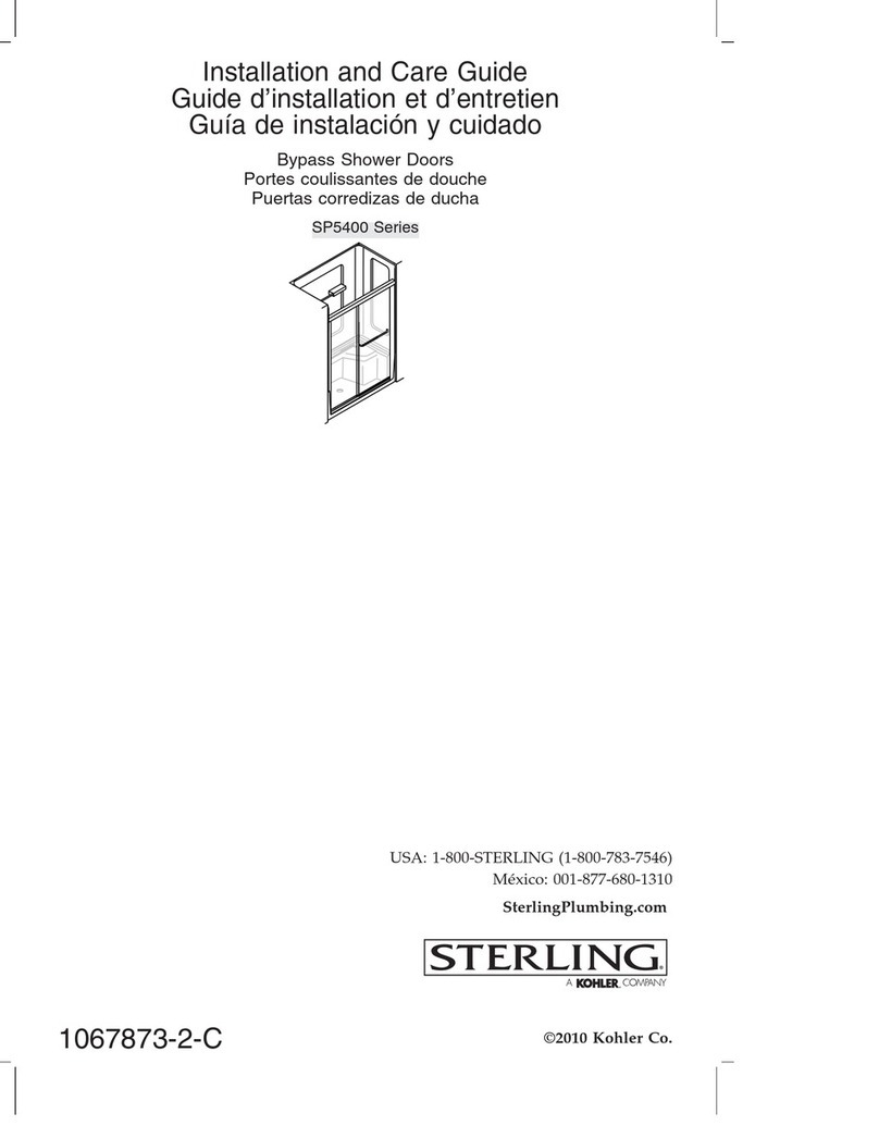 Sterling Plumbing Bypass Shower Doors SP5400 Series Installation and care guide Sterling Plumbing Bypass Shower Doors SP5400 Series Installation and care guide