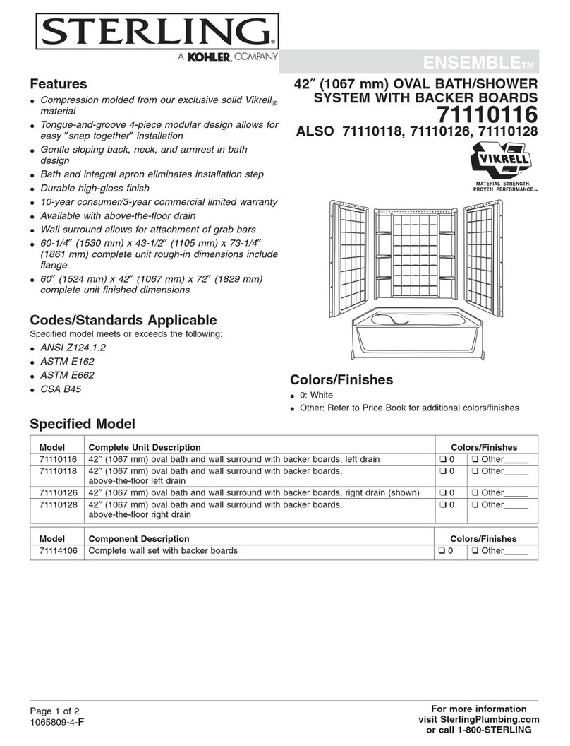 Sterling Plumbing Oval Bath/Shower System with Backer Boards... Specification sheet Sterling Plumbing Oval Bath/Shower System with Backer Boards... Specification sheet