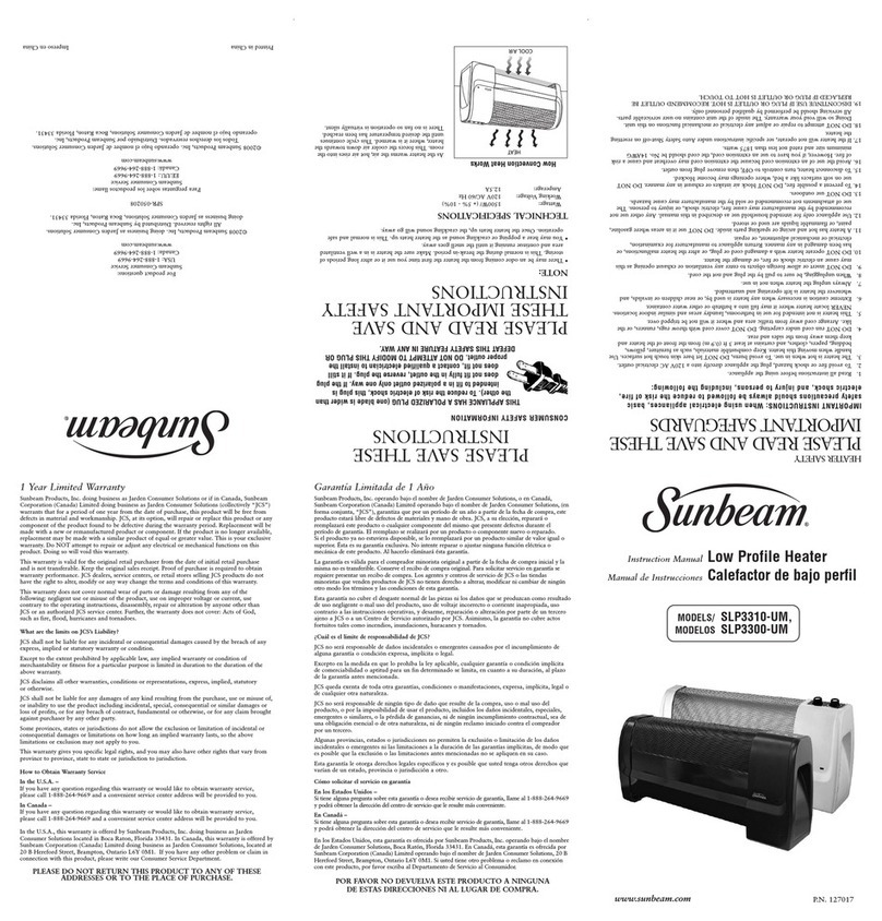 Sunbeam SLP3300 User manual Sunbeam SLP3300 User manual