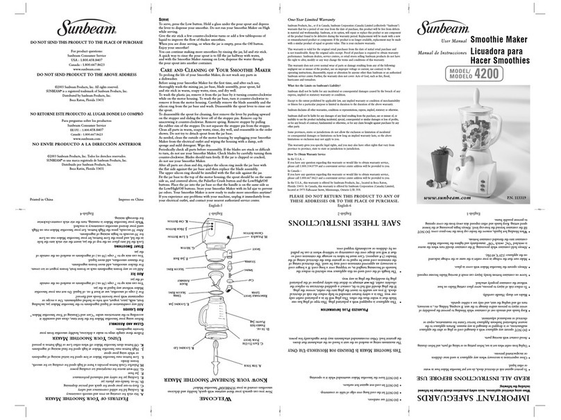 Sunbeam 4200 user manual