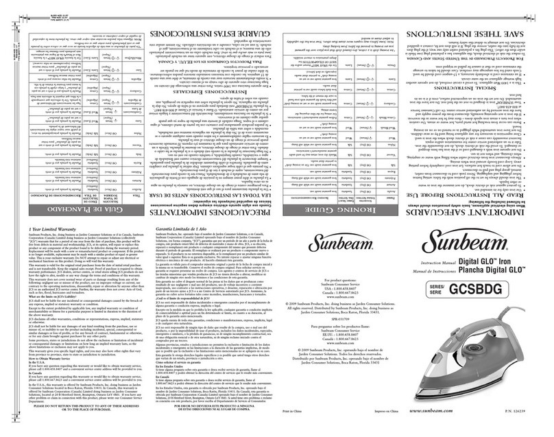 Sunbeam GCSBDG instruction manual