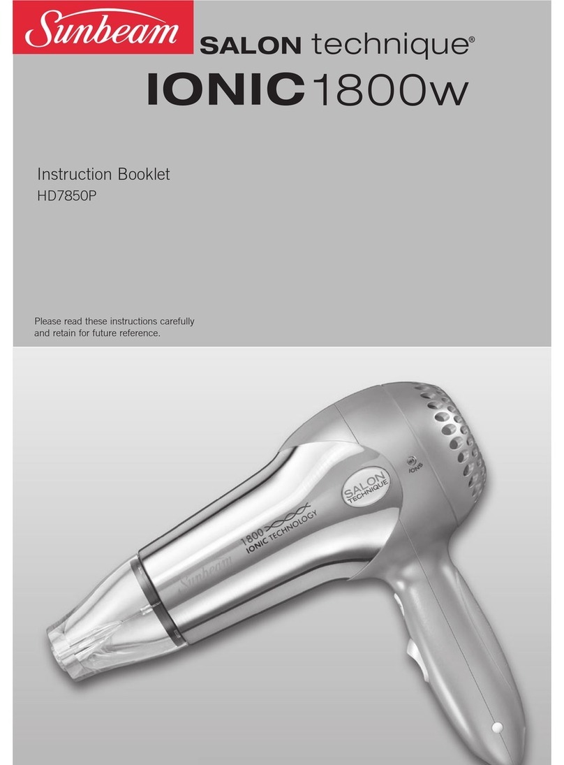 Sunbeam IONIC HD7850P Instruction booklet
