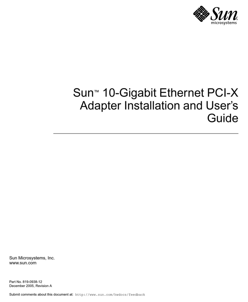 Sun Microsystems Ethernet PCI-X Adapter Installation and user guide