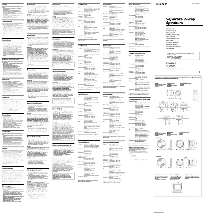 Sony XS-D170SI - 6.5" Component instructions