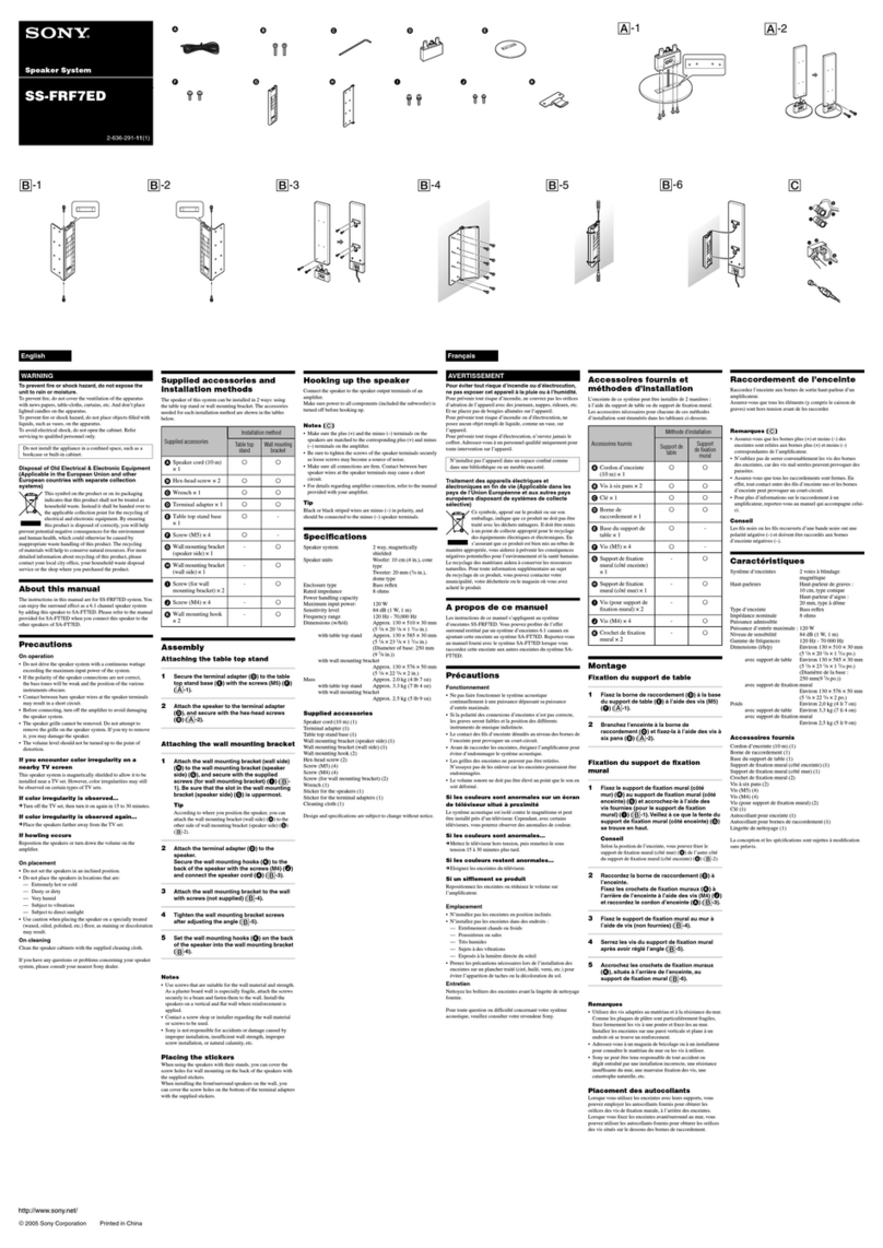 Sony SS-FRF7ED User manual