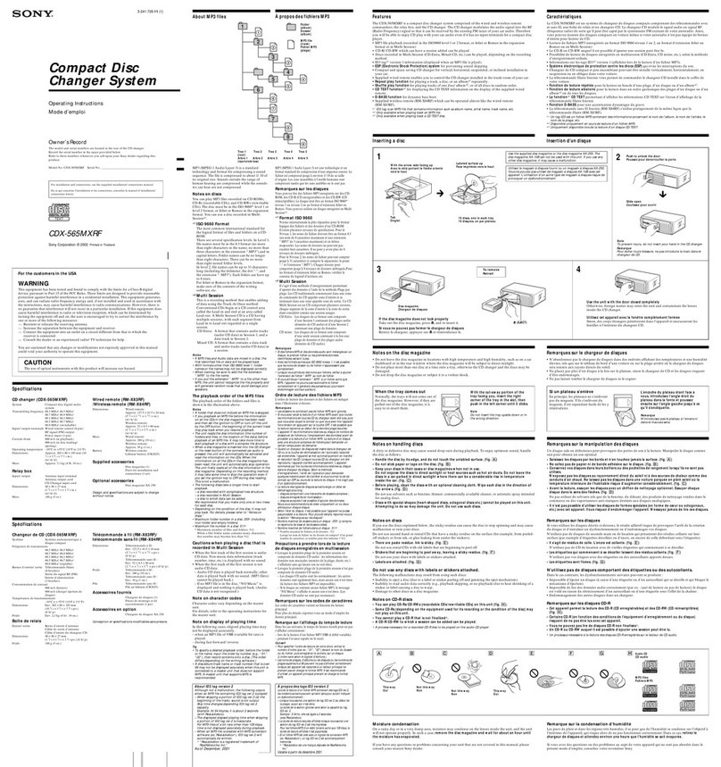 Sony CDX-565MXRF Operating Instruction correction: multi-session... operating instructions