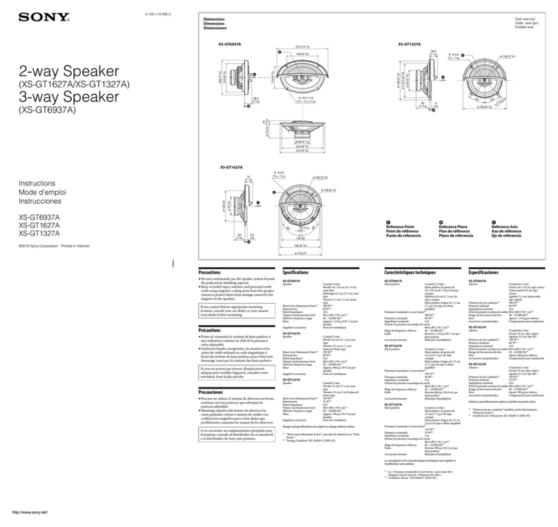 Sony XS-GT1627A User manual