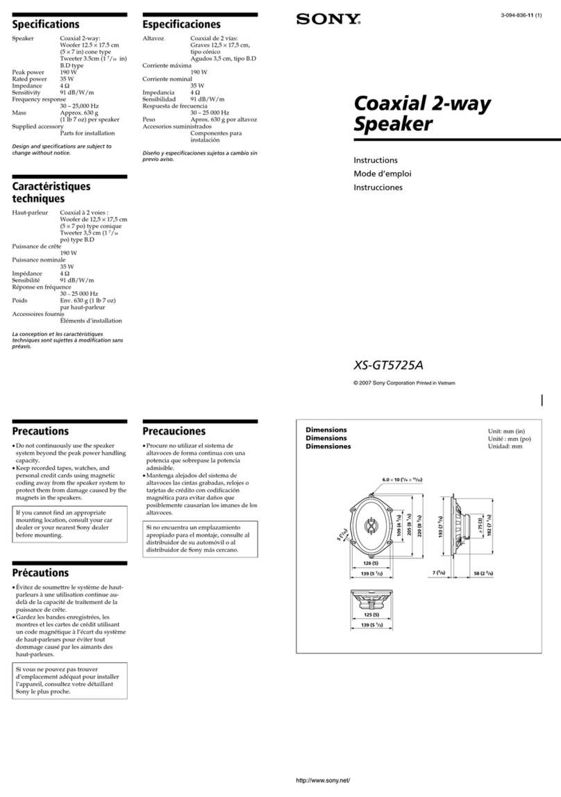 Sony XS GT5725A instructions
