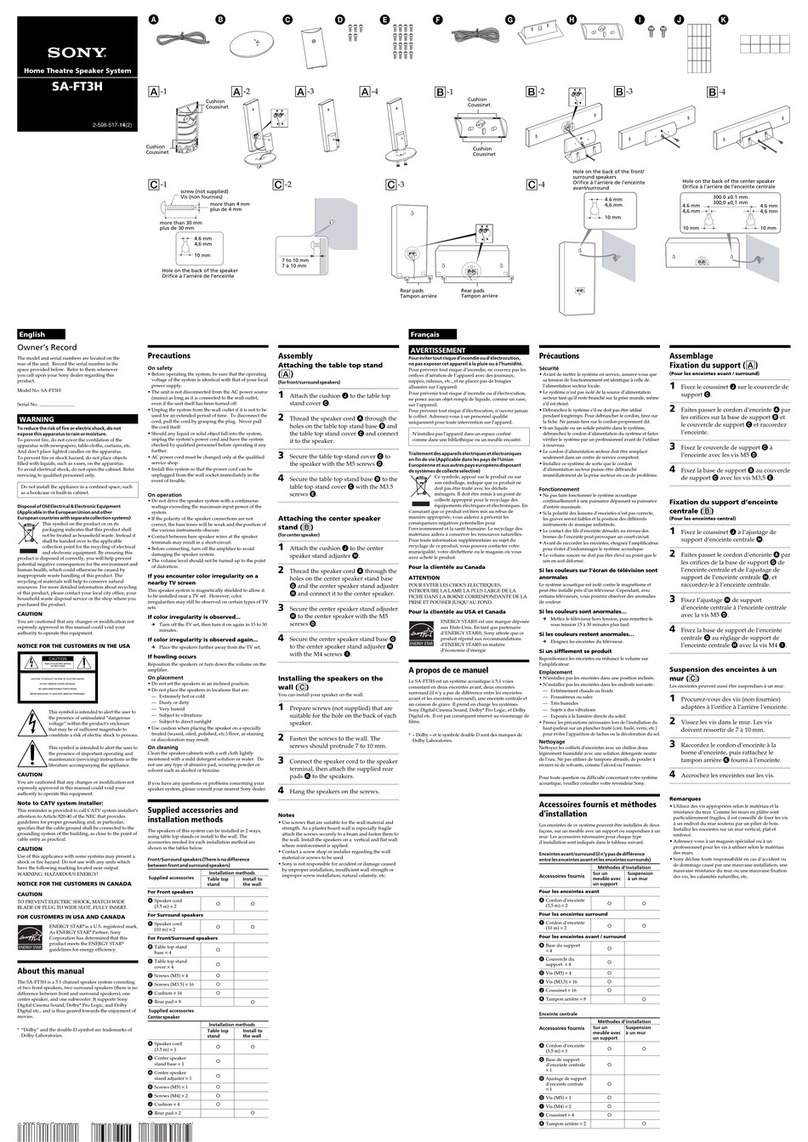 Sony SA-FT3H user manual