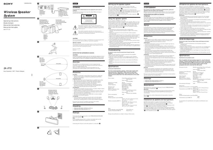 Sony SA-IF70 operating instructions