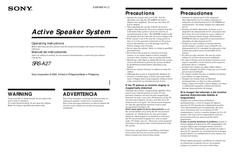 Sony SRS-A27 - Desktop Personal Speakers User manual Sony SRS-A27 - Desktop Personal Speakers User manual