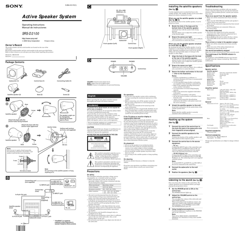 Sony SRS-D2100 operating instructions