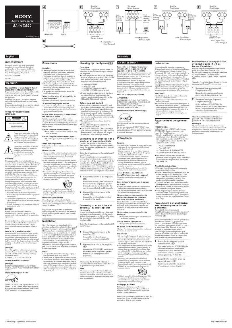 Sony SA-WX900 instructions