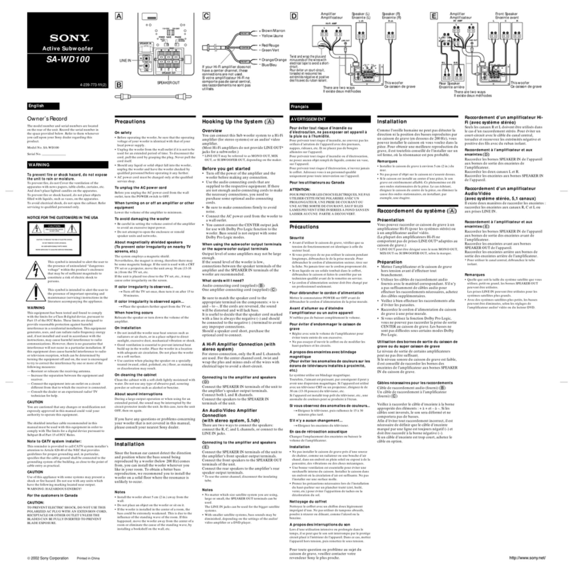 Sony SA-WD100 User manual
