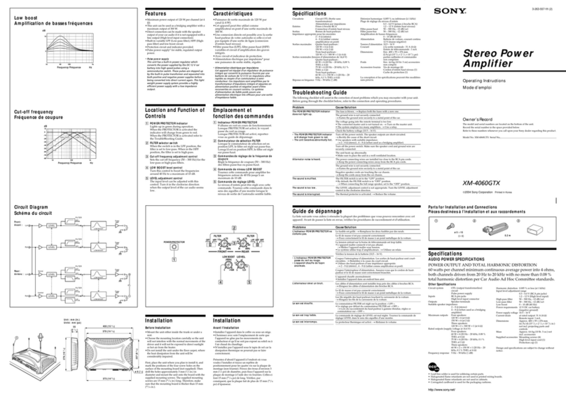 Sony XM-4060GTX Operating & Connection User manual Sony XM-4060GTX Operating & Connection User manual
