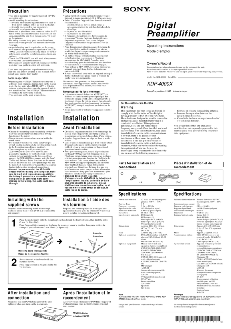 Sony XDP-4000X Operating Instructions (primary... User manual Sony XDP-4000X Operating Instructions (primary... User manual