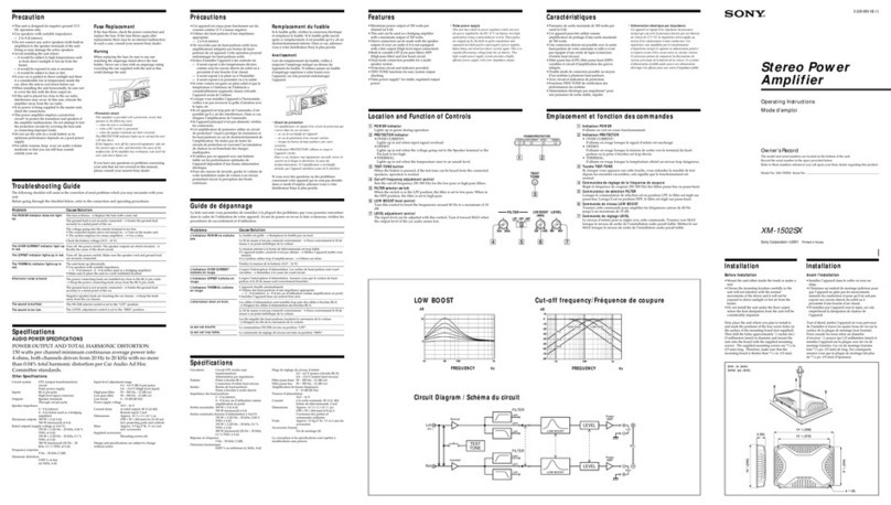 Sony XM-1502SX - Stereo Power Amplifier User manual