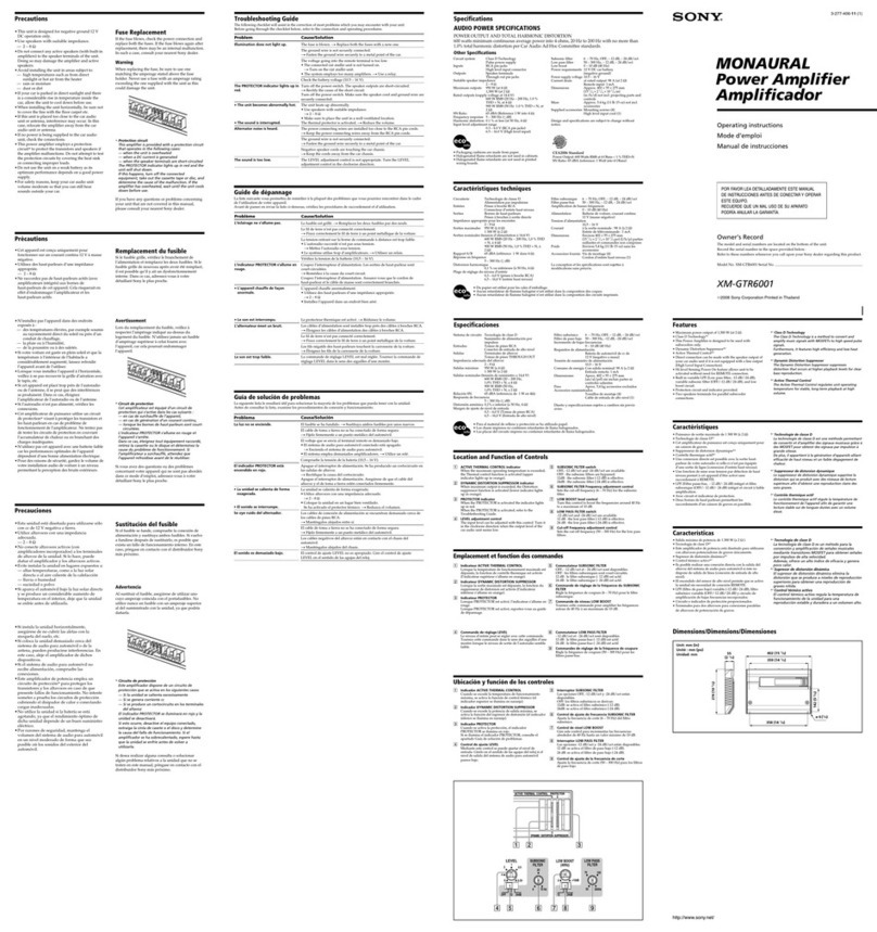 Sony XM-GTR6001 operating instructions