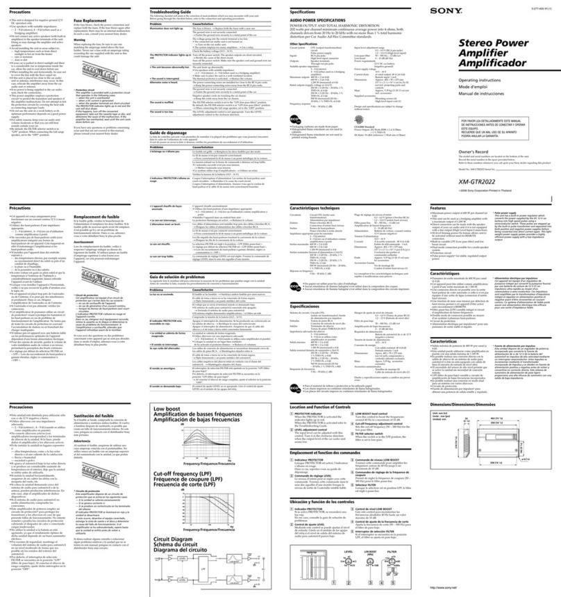 Sony XM-GTR2022 operating instructions