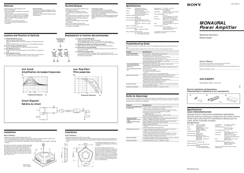 Sony XM-D400P5 Product Guide User manual