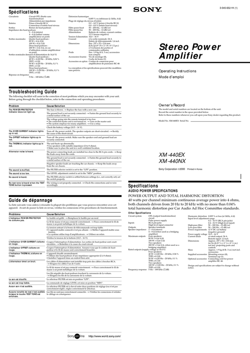 Sony XM-440EX Primary User manual