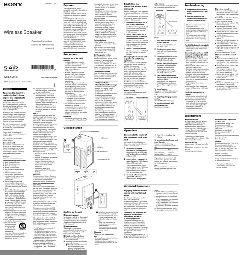 Sony S-AIR AIR-SA5R operating instructions