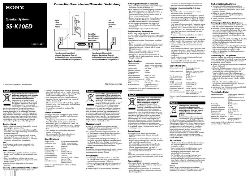 Sony SS-K10ED Instruction Manual