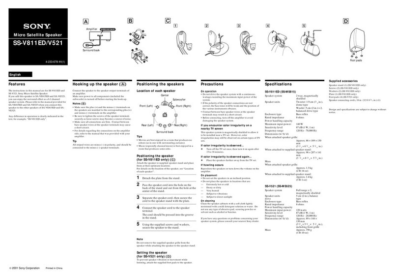 Sony SS-V521 operating instructions