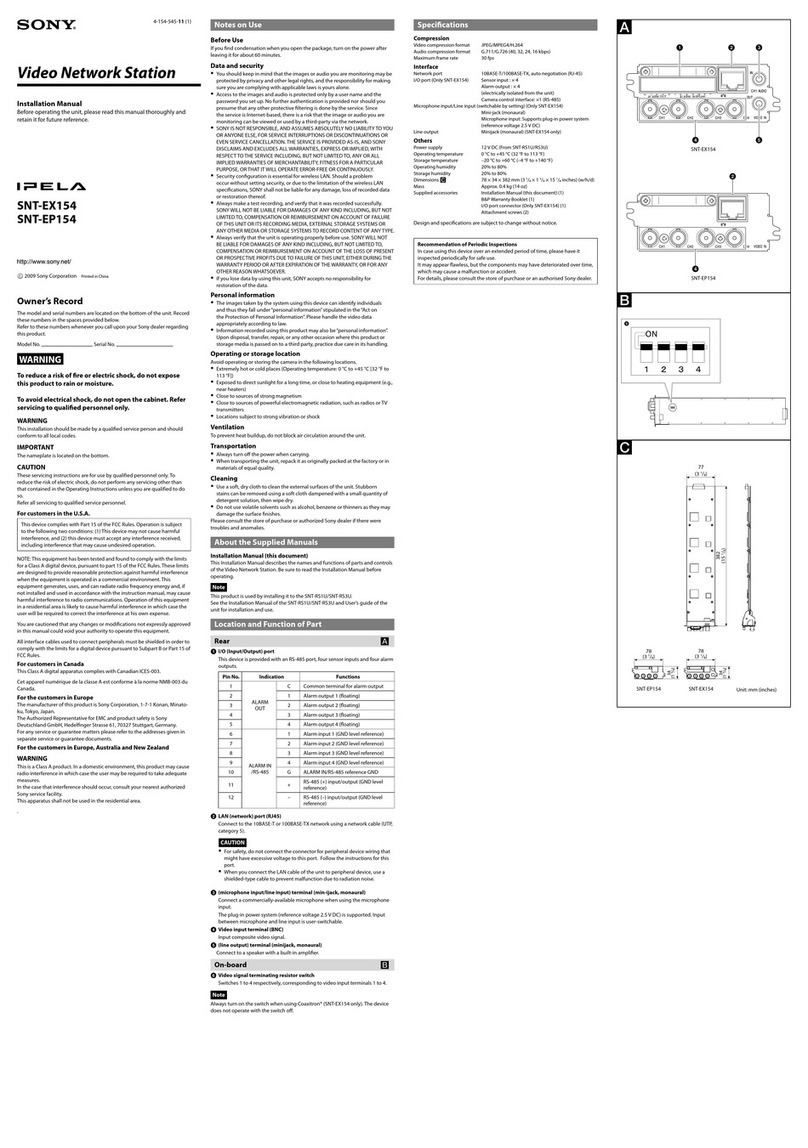 Sony SNT-EP154 User manual Sony SNT-EP154 User manual
