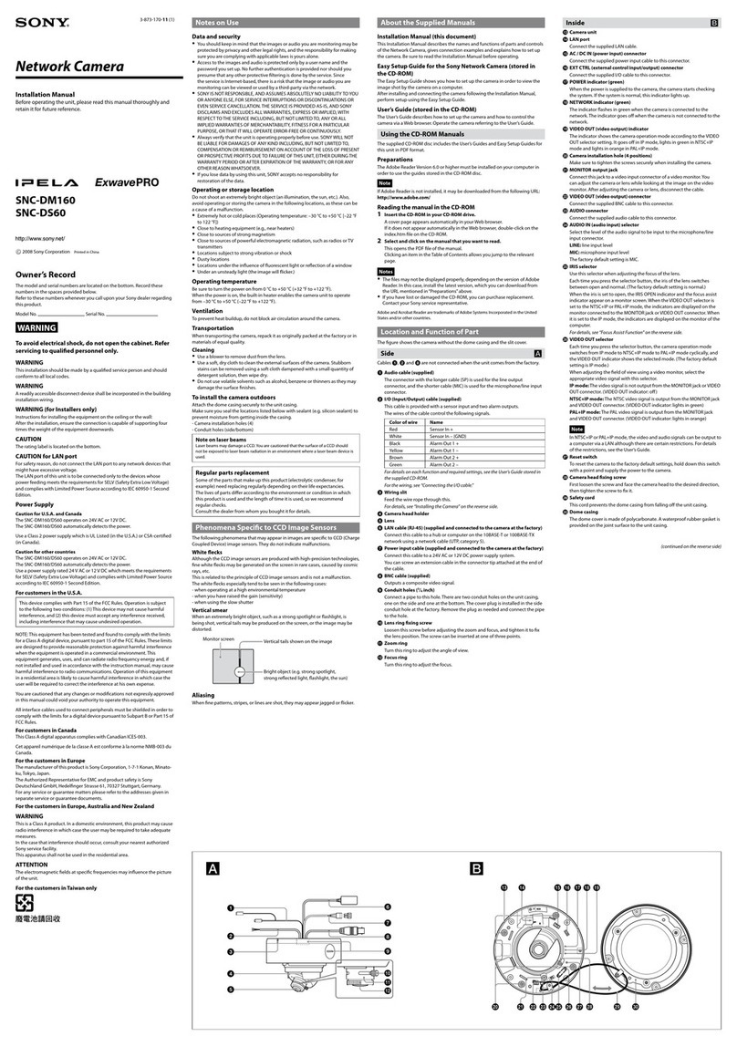 Sony IPELA EXWAREPRO SNC-DM160 User manual Sony IPELA EXWAREPRO SNC-DM160 User manual