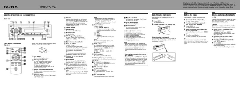 Sony CDX-GT410U - Fm/am Compact Disk Player User manual