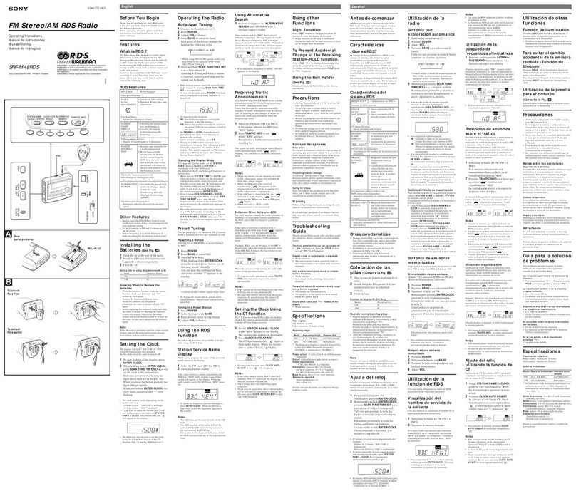 Sony Walkman SRF-M48RDS User manual