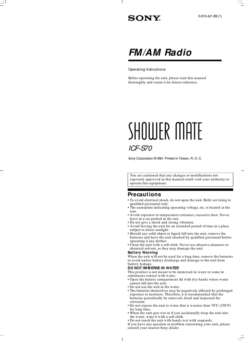 Sony Shower Mate ICF-S70 User manual