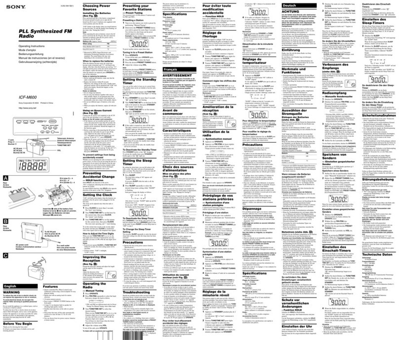 Sony ICF-M600 operating instructions