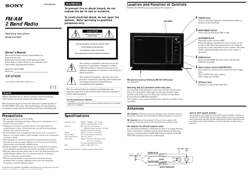 Sony ICF-9740W operating instructions